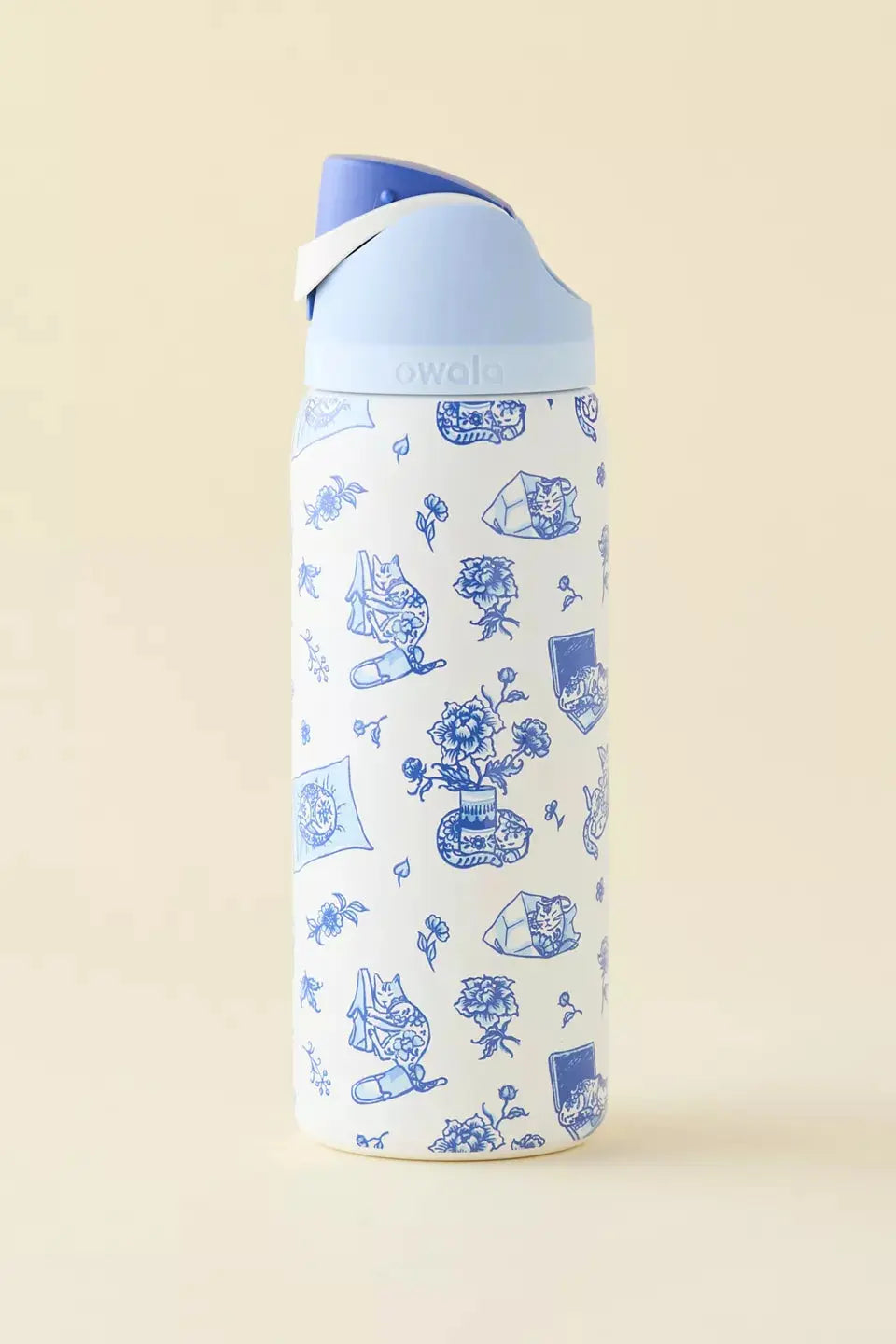 Owala UO Exclusive Delft Cat Print FreeSip 32 oz Water Bottle Ovvala